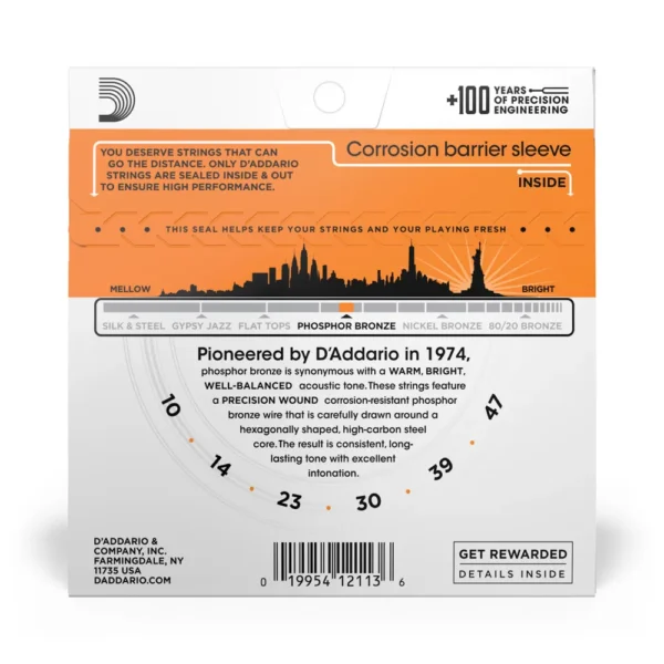 Encordoamento D'Addario Phosphor Bronze EJ15 Para Violão Aço 10-47 - Image 3