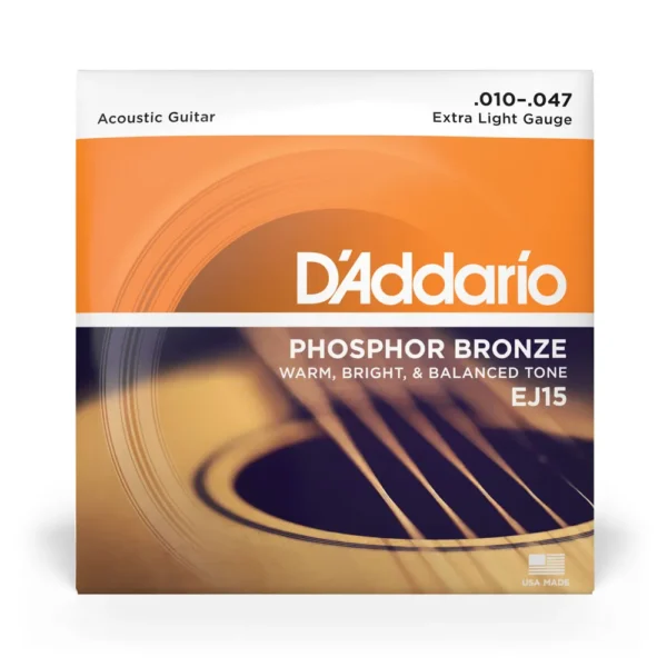 Encordoamento D'Addario Phosphor Bronze EJ15 Para Violão Aço 10-47